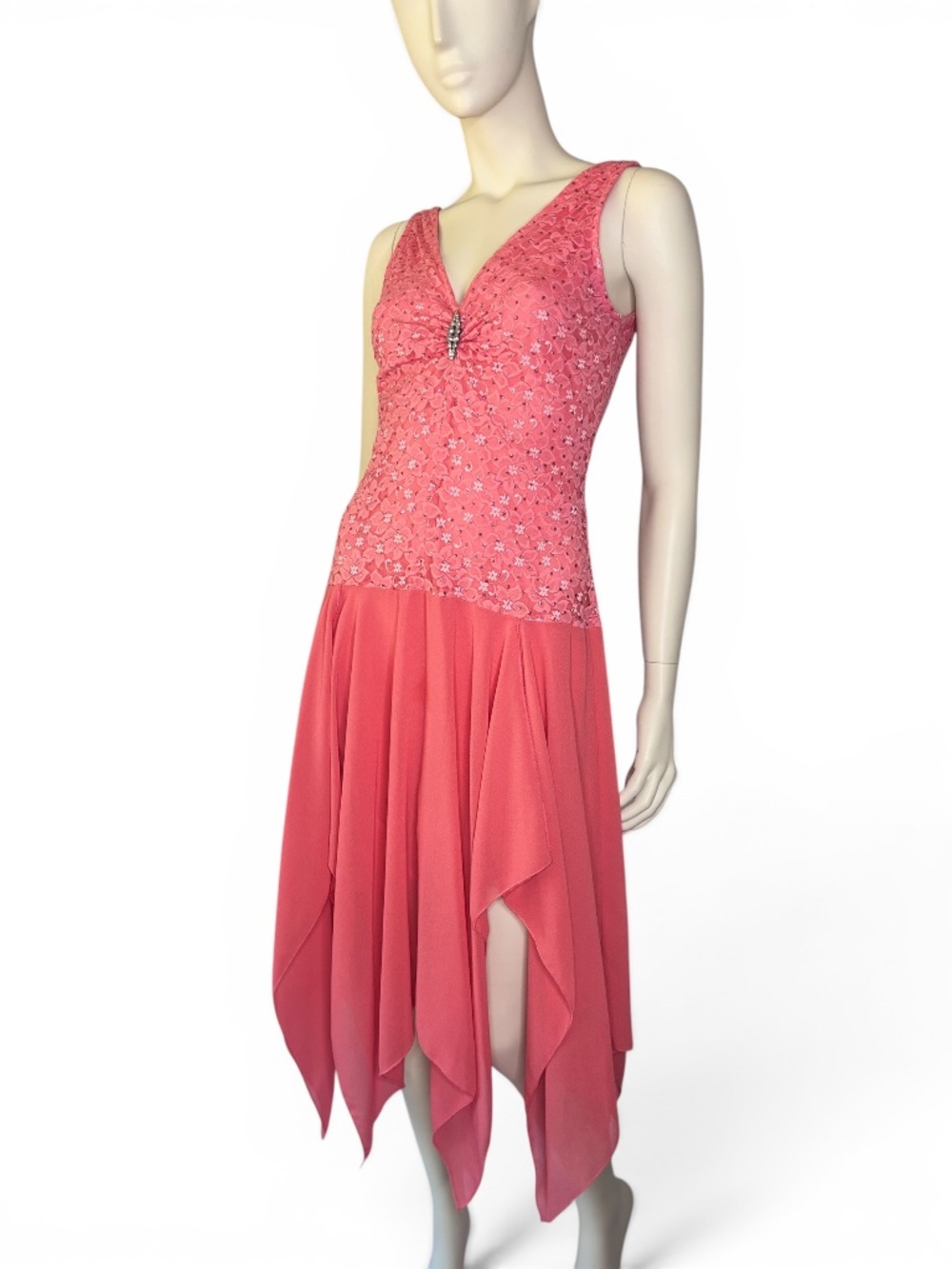 Vintage 80's Pink Lace & Rhinestone Fairycore Dress